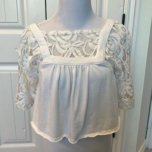 Free People We The Free white cropped lace knit too XS